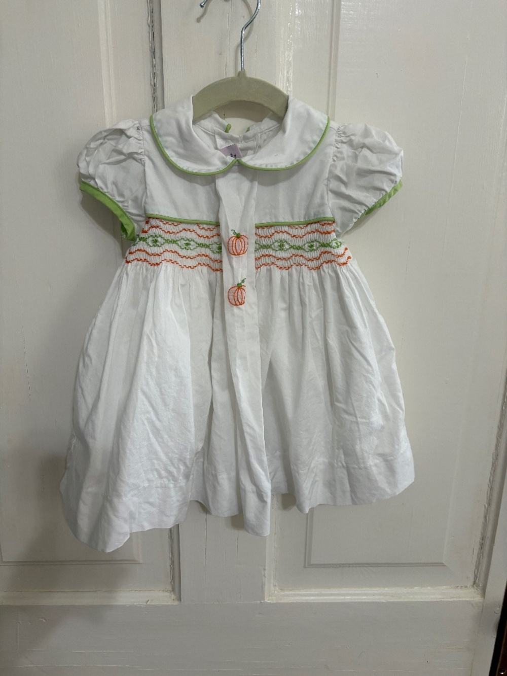 Lullaby Set Fall Pumpkin Smocked Embroidered Dress size 12 Months